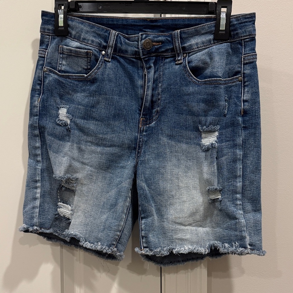 Grace & Lace Blue Distressed Jean Shorts